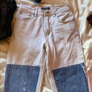 Brandy Melville white and blue jeans